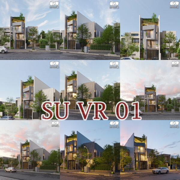 SU.VR.01 - File Mẫu Ngoại Thất Nhà Phố - Full 07 Setting + Vật Liệu (Sketchup + Vray+Vantage)