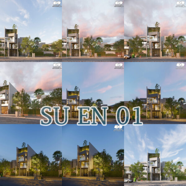 SU.EN.01 - File Mẫu Ngoại Thất Nhà Phố - Full 07 Setting + Vật Liệu (Sketchup + Enscape)
