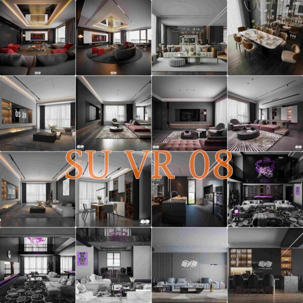 SU.VR.08 - Gồm 06 File Mẫu Nội Thất Khách+Bếp - Full Setting + Vật Liệu (Sketchup + Vray+Vantage)