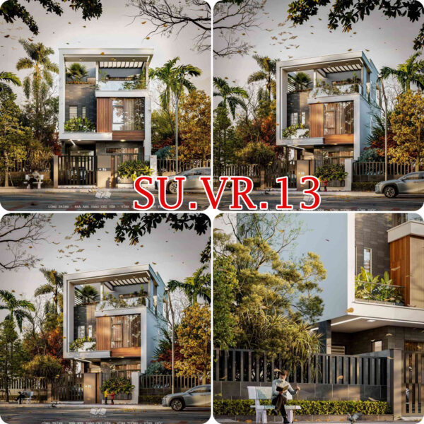 SU.VR.13 - File Mẫu Ngoại Thất Nhà Phố - Full 5 Setting + Vật Liệu (Sketchup Render Vray+Vantage)