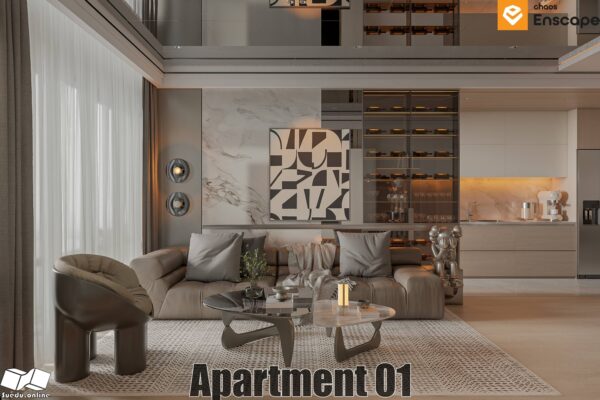 SU.EN.06 - Gồm 4 File Nội thất APARTMENT ( KHÁCH + BẾP )