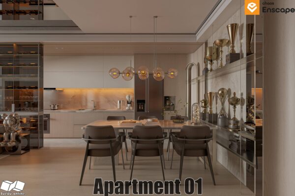 SU.EN.06 - Gồm 4 File Nội thất APARTMENT ( KHÁCH + BẾP )