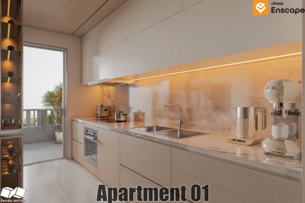 SU.EN.06 - Gồm 4 File Nội thất APARTMENT ( KHÁCH + BẾP )