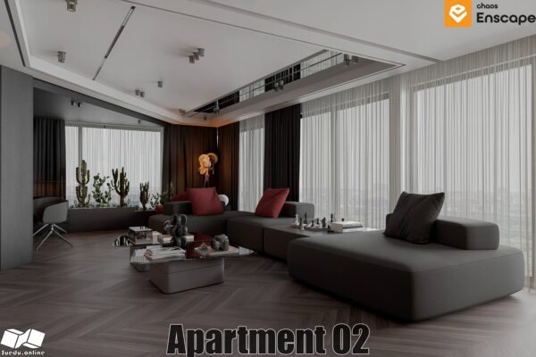 SU.EN.06 - Gồm 4 File Nội thất APARTMENT ( KHÁCH + BẾP )