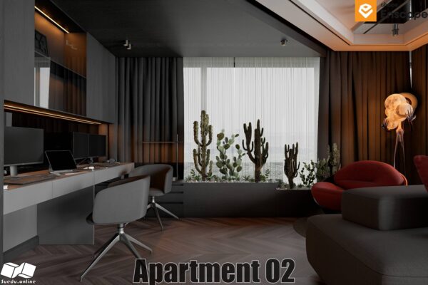 SU.EN.06 - Gồm 4 File Nội thất APARTMENT ( KHÁCH + BẾP )