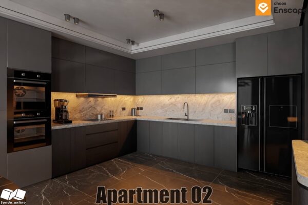 SU.EN.06 - Gồm 4 File Nội thất APARTMENT ( KHÁCH + BẾP )