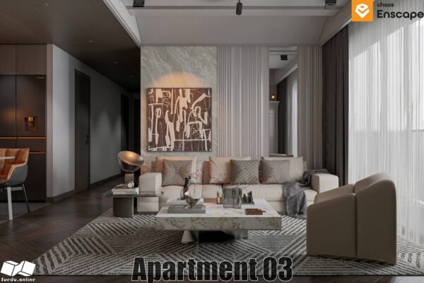 SU.EN.06 - Gồm 4 File Nội thất APARTMENT ( KHÁCH + BẾP )