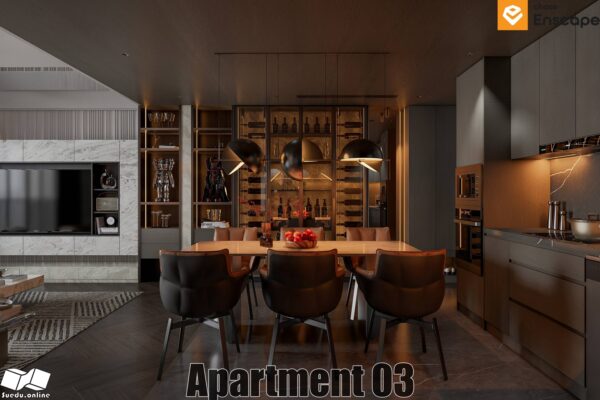 SU.EN.06 - Gồm 4 File Nội thất APARTMENT ( KHÁCH + BẾP )