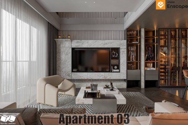 SU.EN.06 - Gồm 4 File Nội thất APARTMENT ( KHÁCH + BẾP )