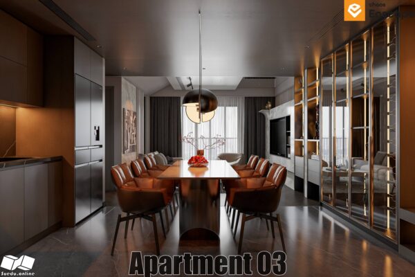 SU.EN.06 - Gồm 4 File Nội thất APARTMENT ( KHÁCH + BẾP )