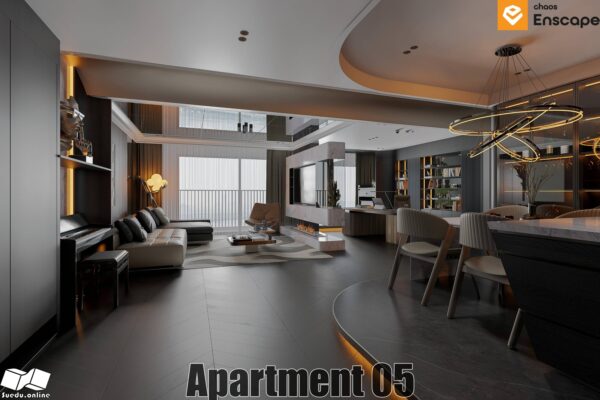 SU.EN.06 - Gồm 4 File Nội thất APARTMENT ( KHÁCH + BẾP )